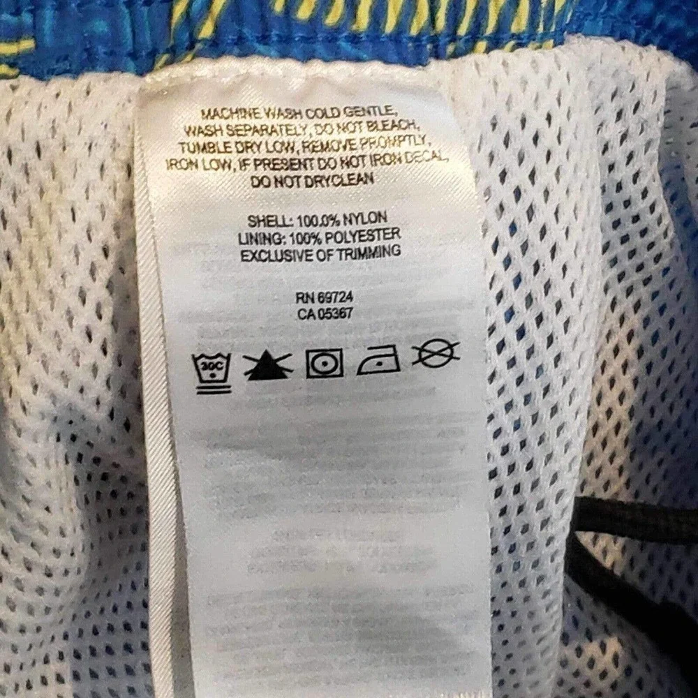 Columbia Omni-Shade Men’s Swim Trunks Blue Size XL Geometric Fish PFG Pockets